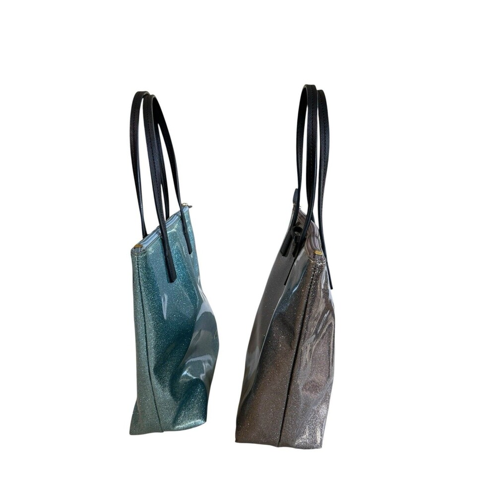 Lot Of 2 Kate Spade New York Mavis Street Light Blue & Gray Glitter Tote Bag - Picture 6 of 10